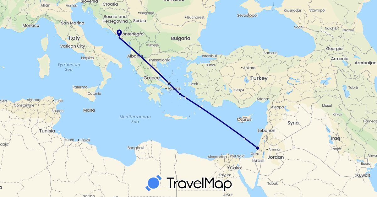 TravelMap itinerary: driving in Greece, Croatia, Israel (Asia, Europe)